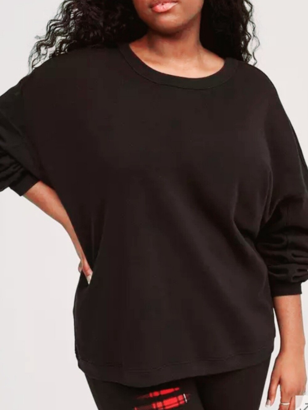 torrid Black Pullover Sweatshirt Fleece Lining Cotton Blend Relaxed Fit 4/4X